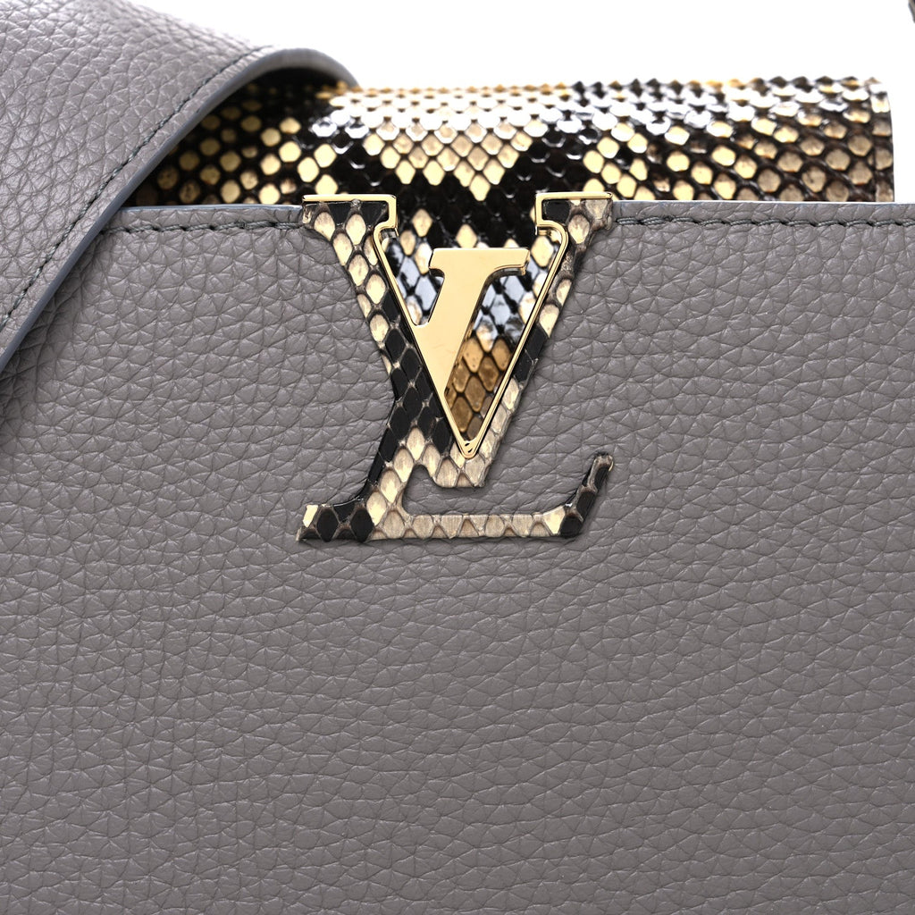 Taurillon Snakeskin Capucines BB Steeple Grey