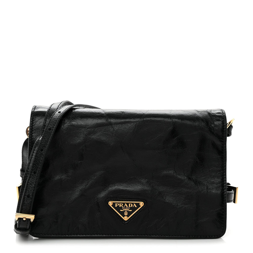 Soft Lux Calfskin Triangle Mini Shoulder Bag Black
