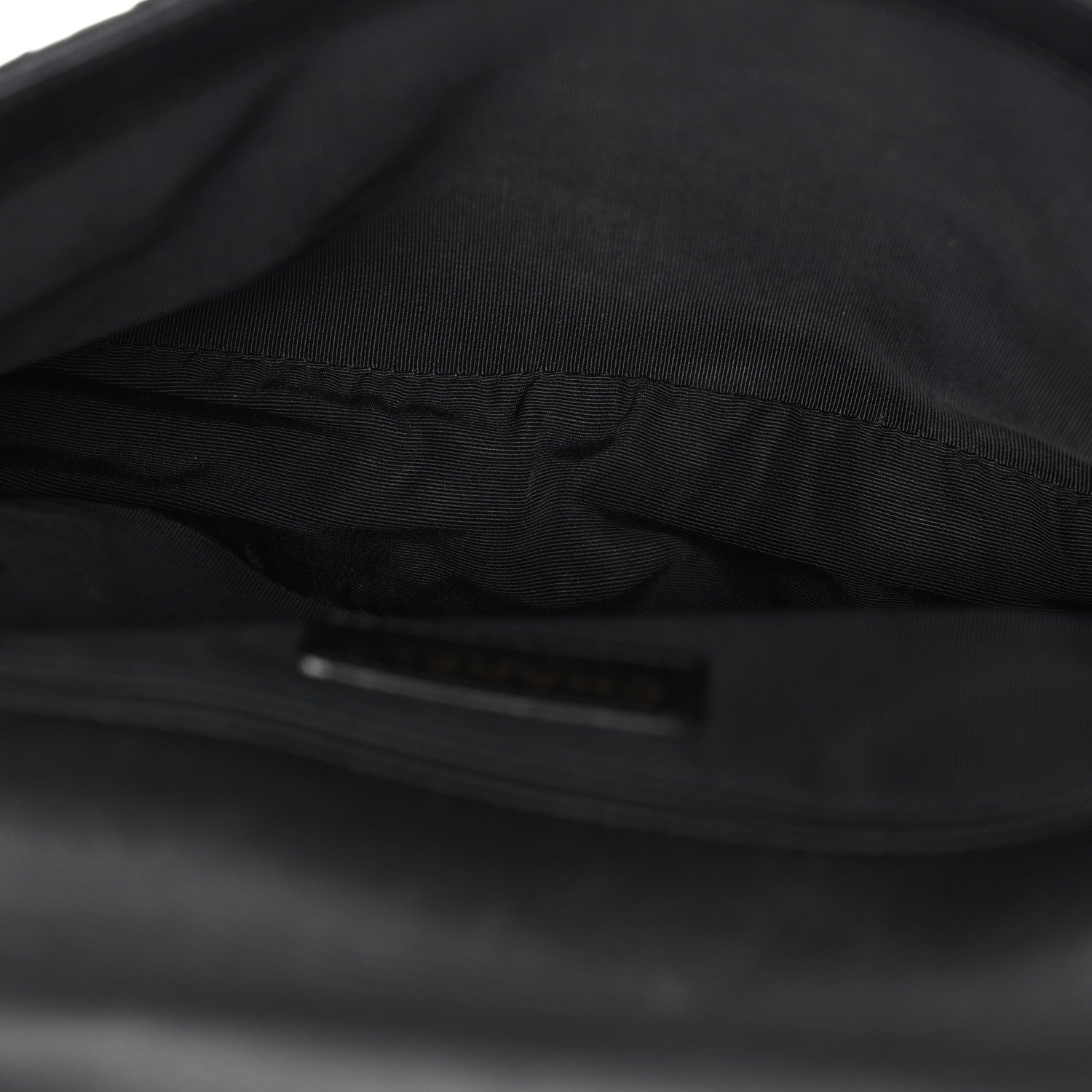 Calfskin Quilted Medium Chain Me Flap Black