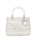 Dior Lady Dior Cannage Tweed Canvas Leather Handbag