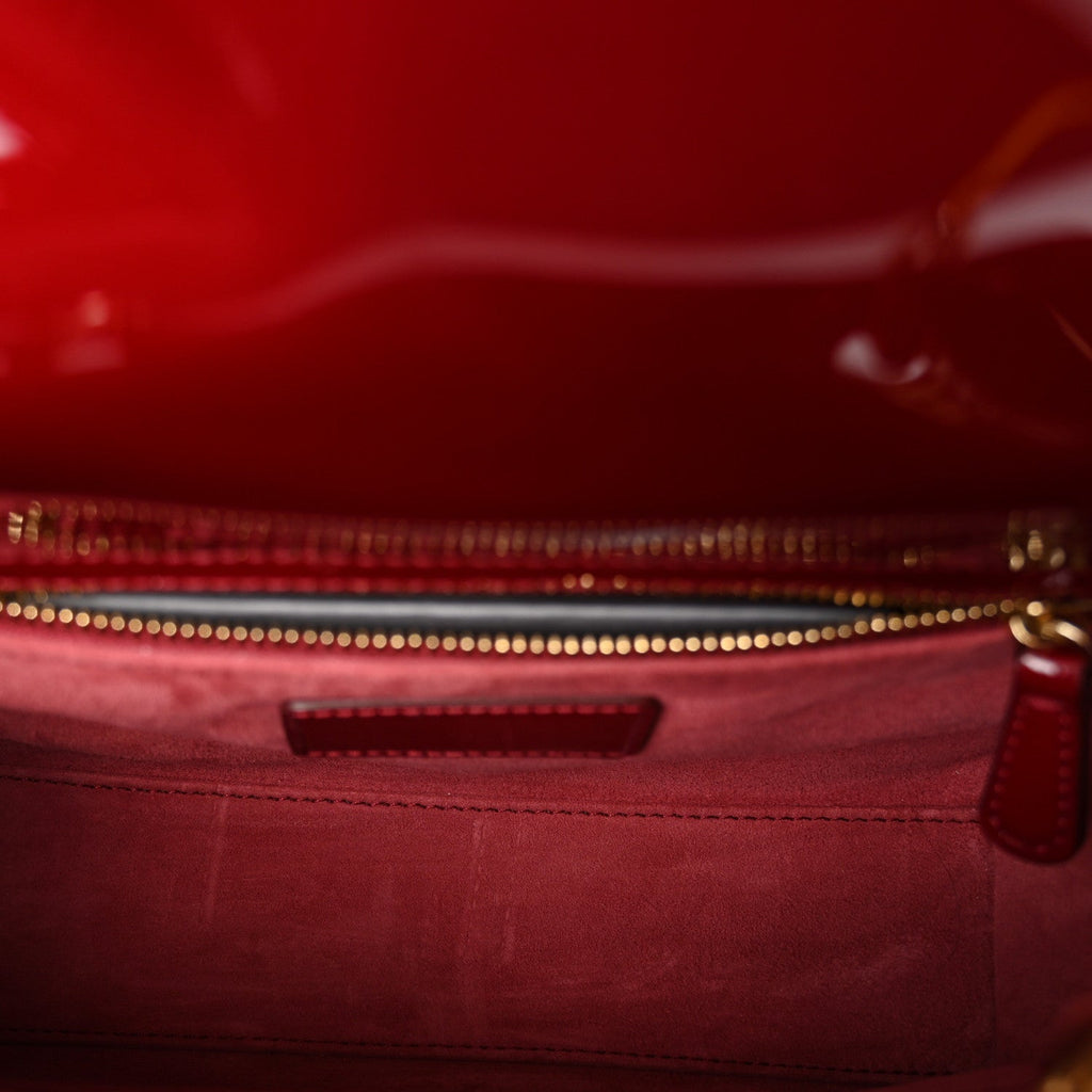 Patent Cannage Small Lady Dior Cherry Red