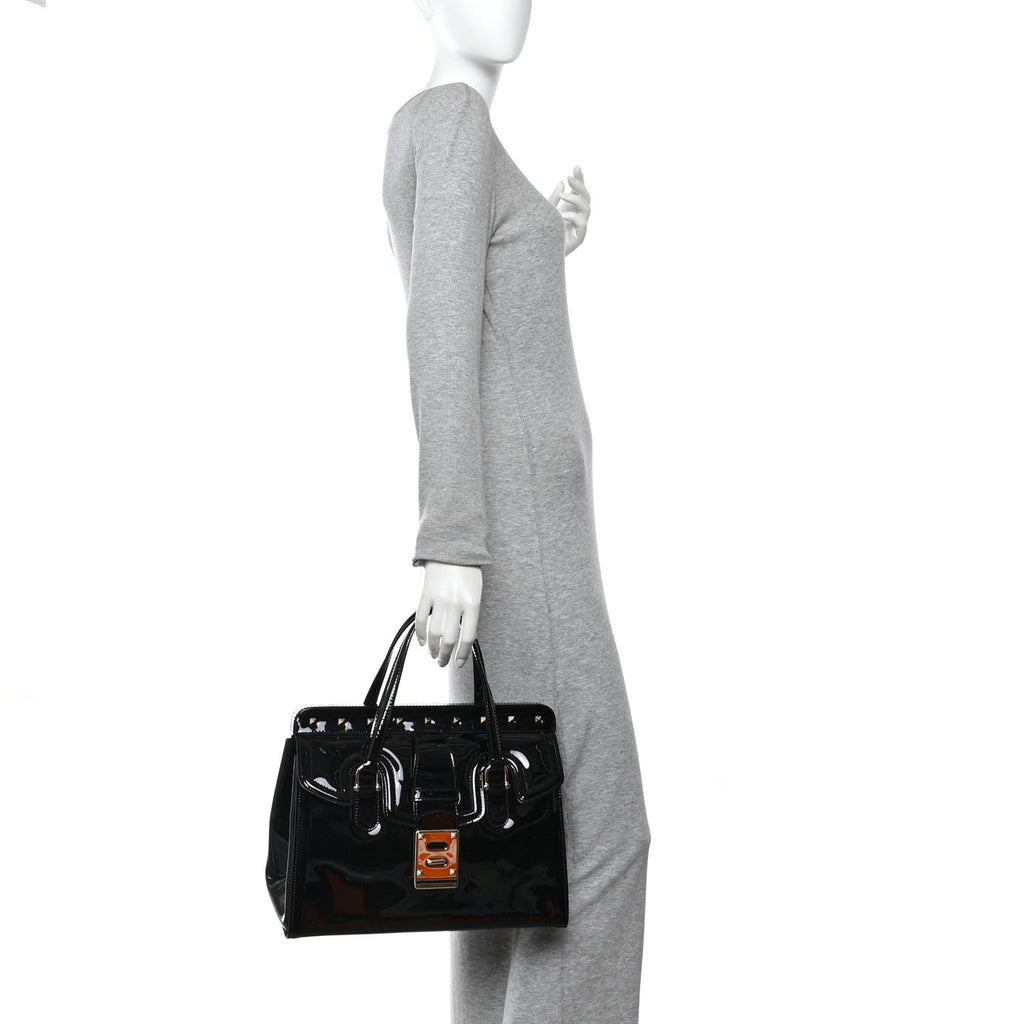 Patent Rockstud Tote Black
