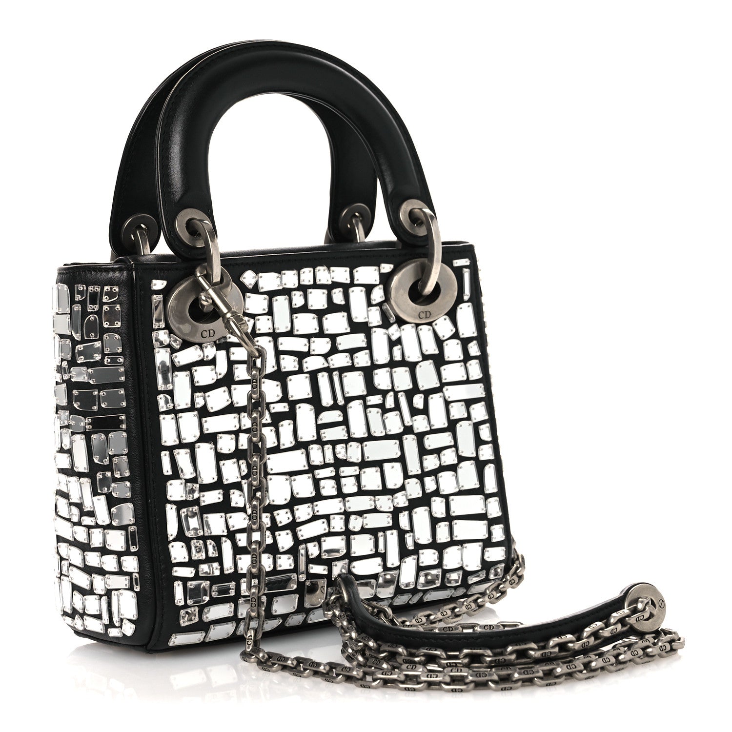 Smooth Calfskin Embroidered Mini Mosaic of Mirrors Lady Dior Black