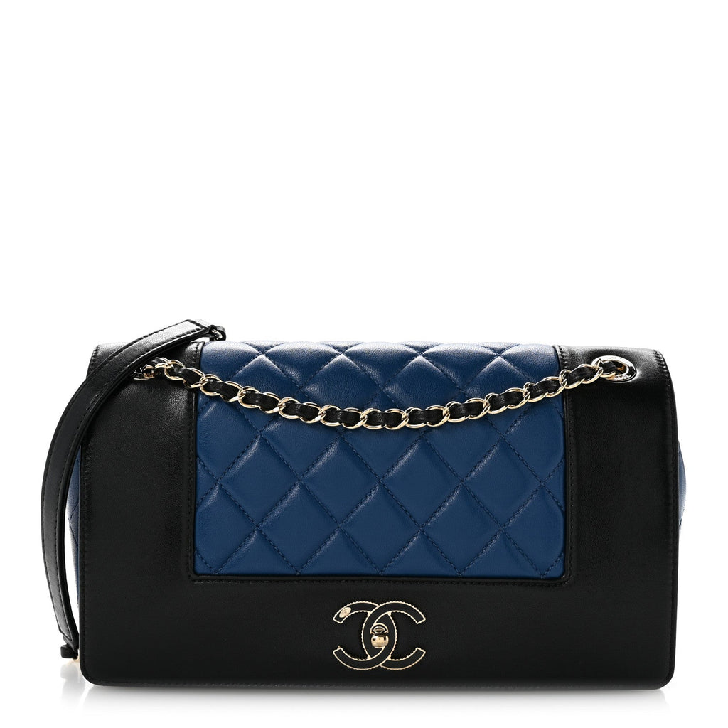 Sheepskin Quilted Vintage Mademoiselle Flap Blue Black