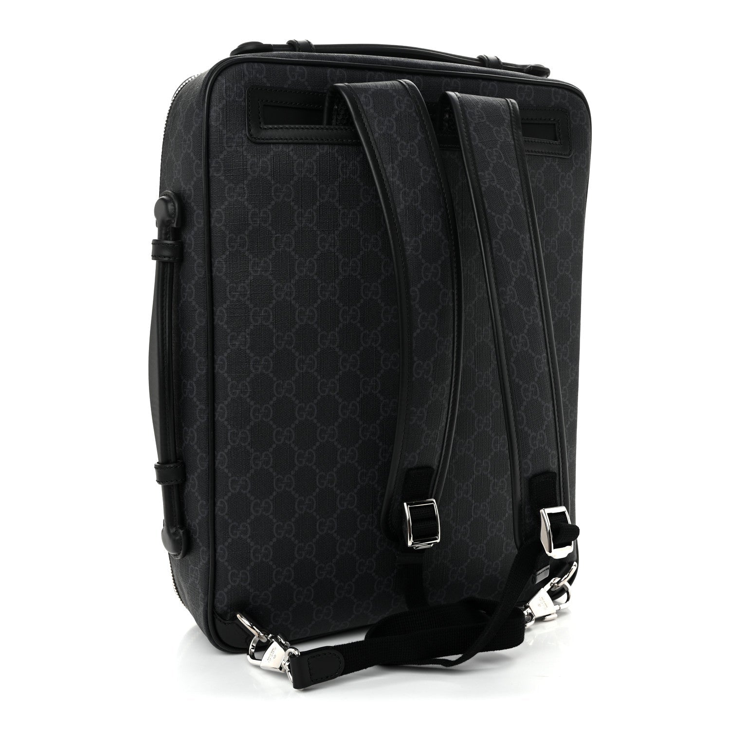 GG Supreme Monogram Briefcase Backpack Black Grey