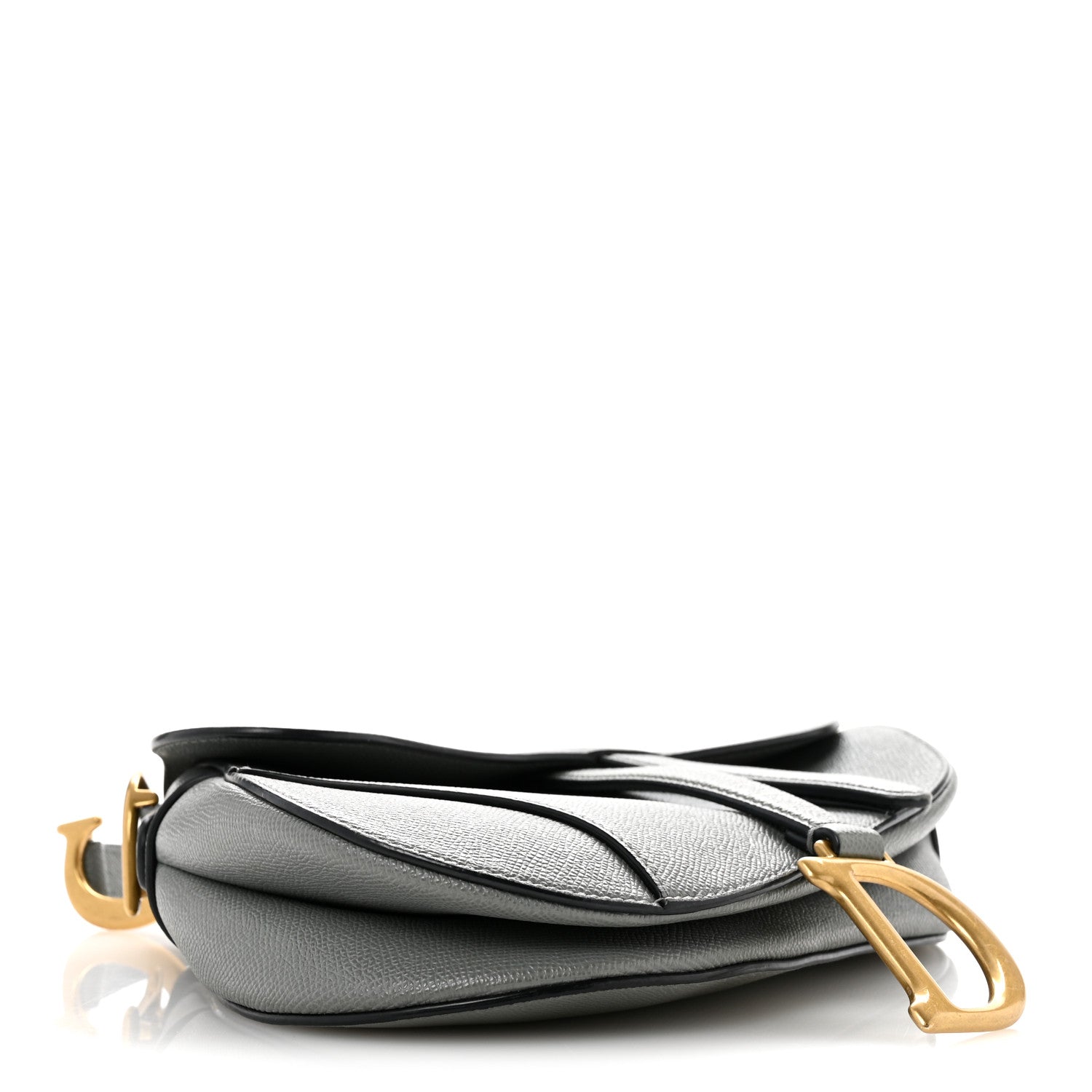 Grained Calfskin Saddle Bag Grey