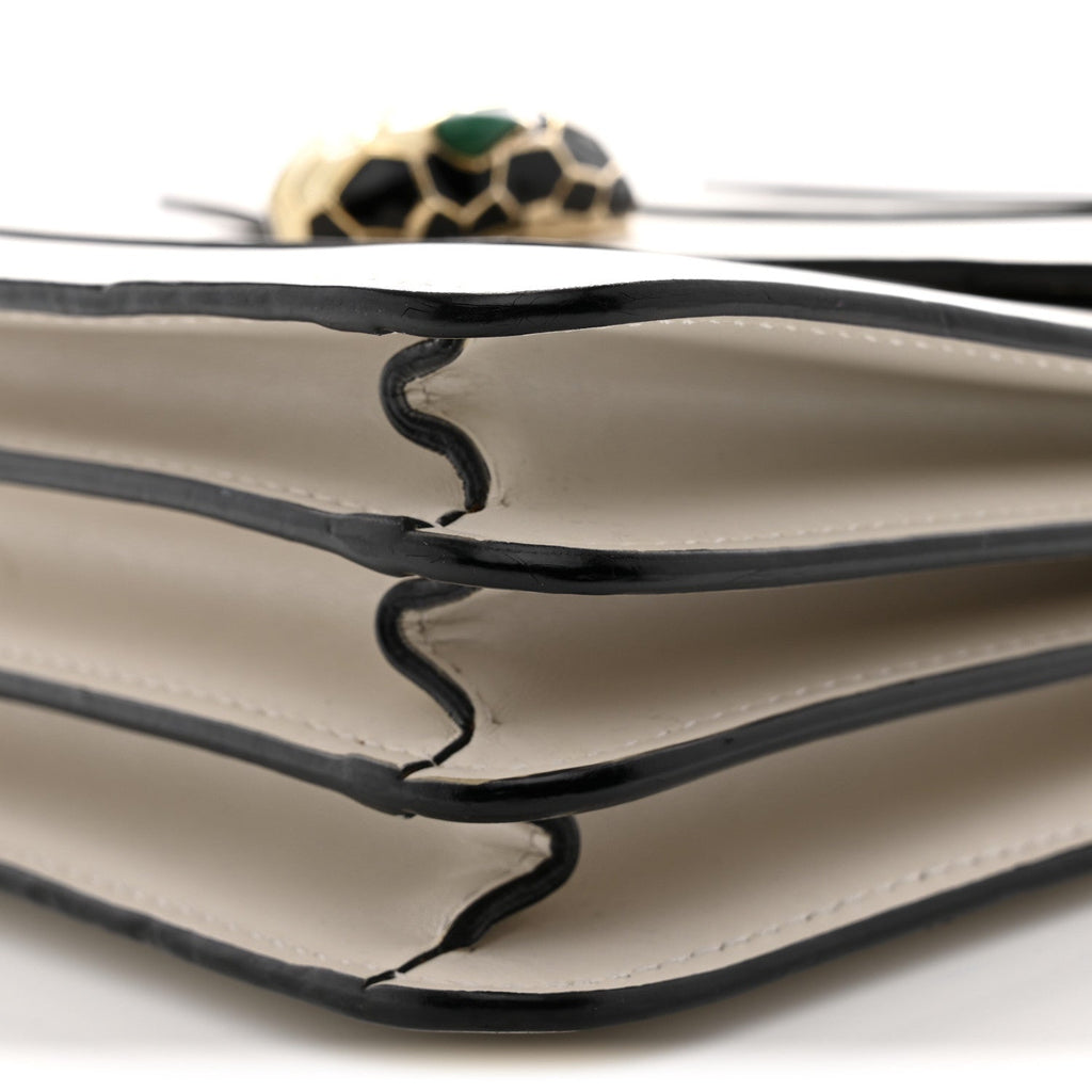 Calfskin Serpenti Forever Top Handle White