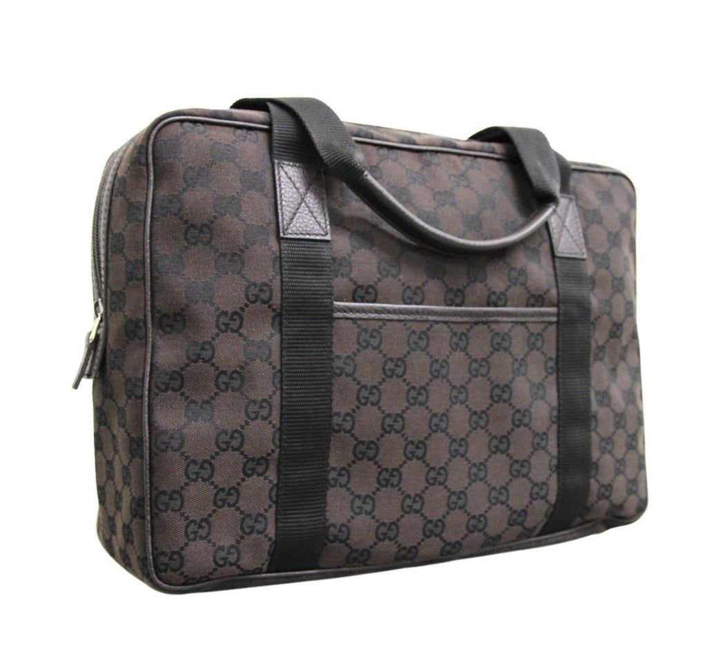 Gucci 282529 Unisex Brown Canvas Shoulder Laptop Bag Tote Handbag - Final Call