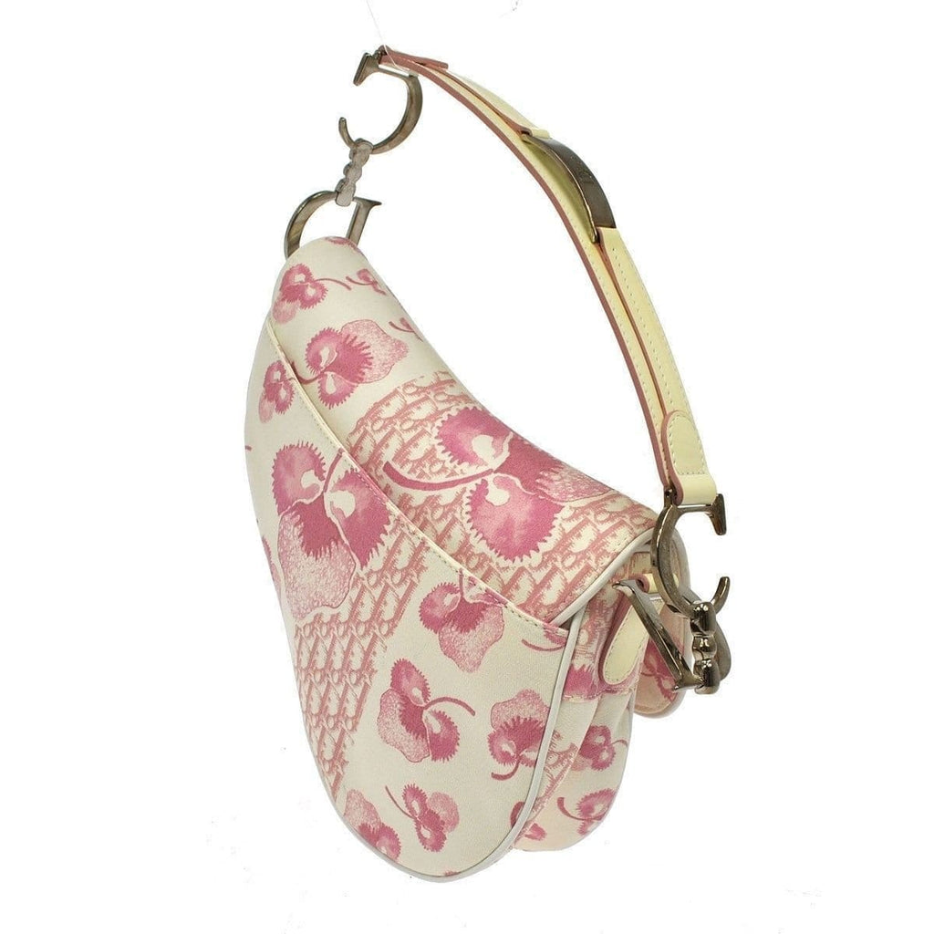 Christian Dior Saddle Trotter Hand Bag Pink Canvas Italy