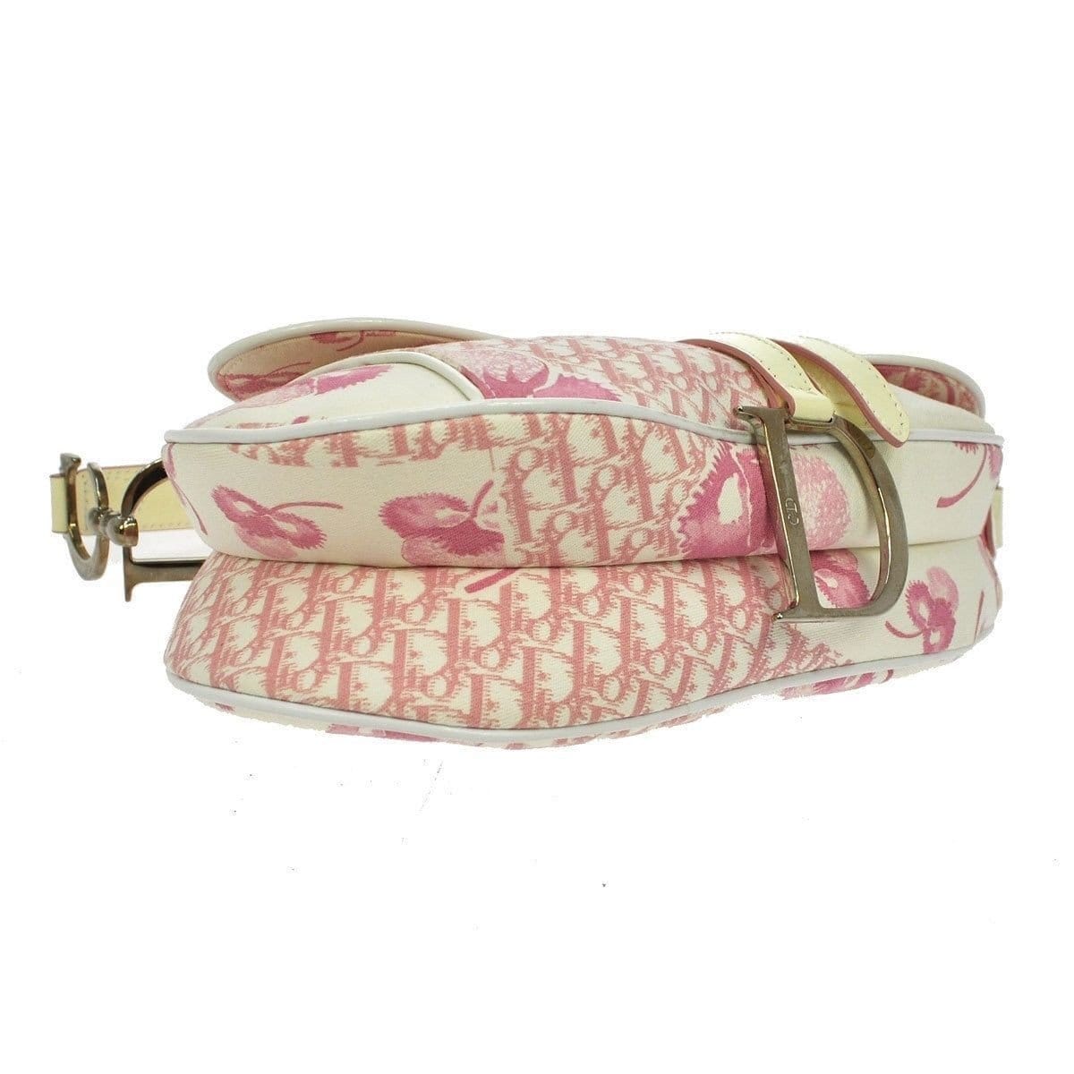 Christian Dior Saddle Trotter Hand Bag Pink Canvas Italy