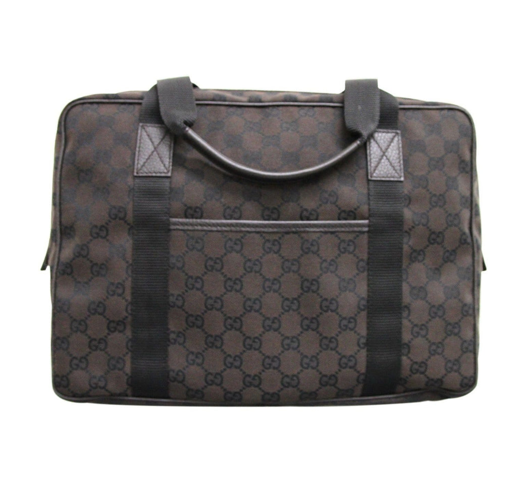 Gucci 282529 Unisex Brown Canvas Shoulder Laptop Bag Tote Handbag - Final Call