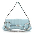 Nappa Vertical Matelasse Medium Maxi Horsebit Chain Shoulder Bag Crystal Snow