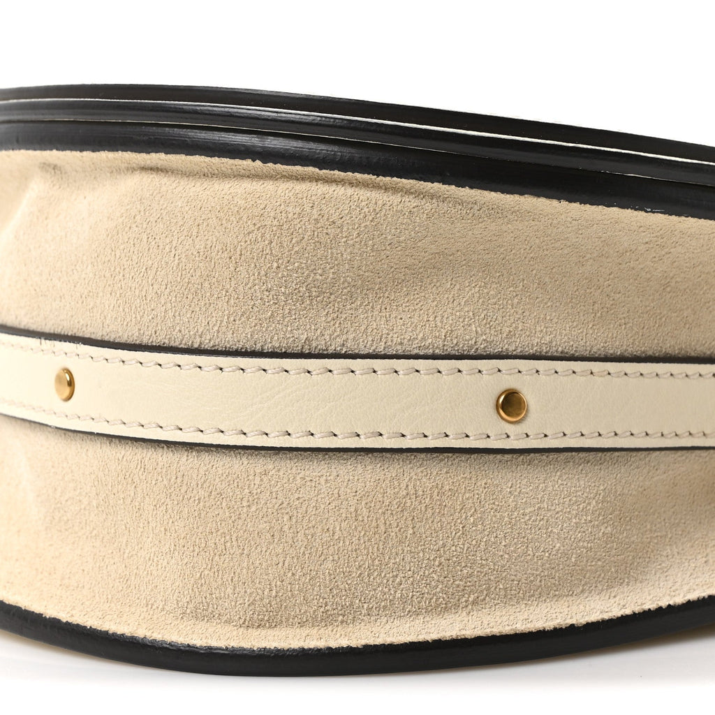 Calfskin Suede Medium Nile Bracelet Bag Off White