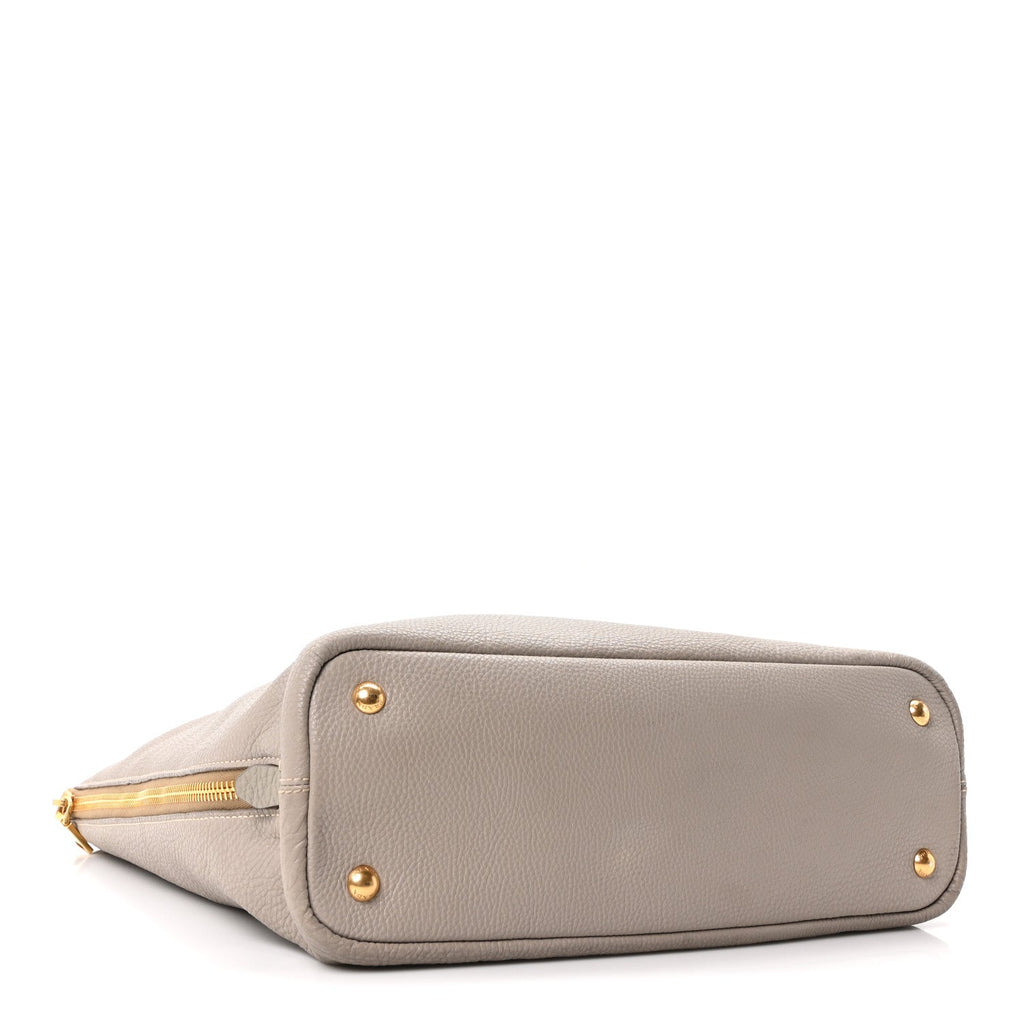 Vitello Daino Side Zip Shopper Tote Pomice