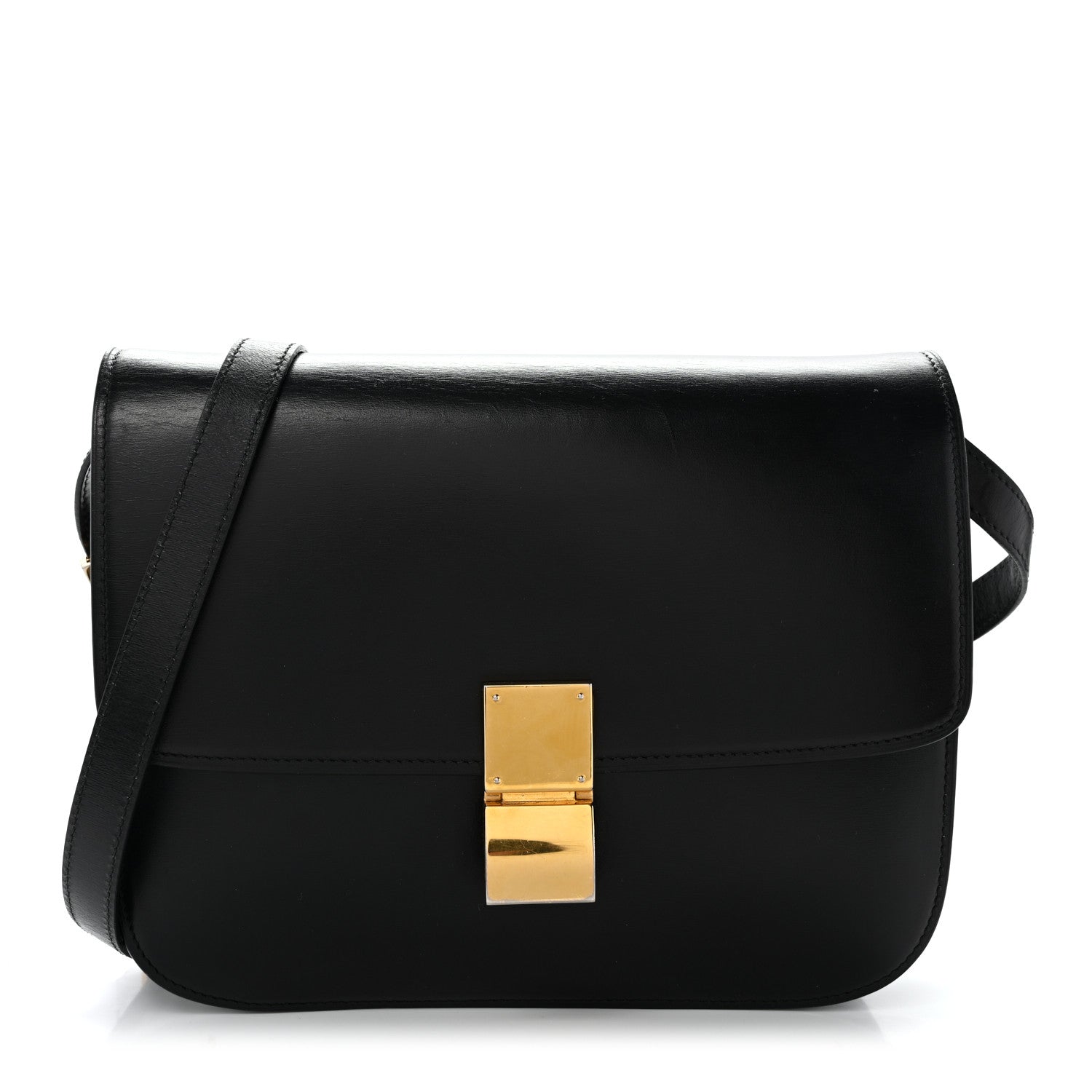 Box Calfskin Medium Classic Box Flap Bag Black