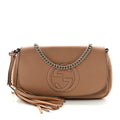 Pebbled Calfskin Medium Soho Flap Crossbody Camelia