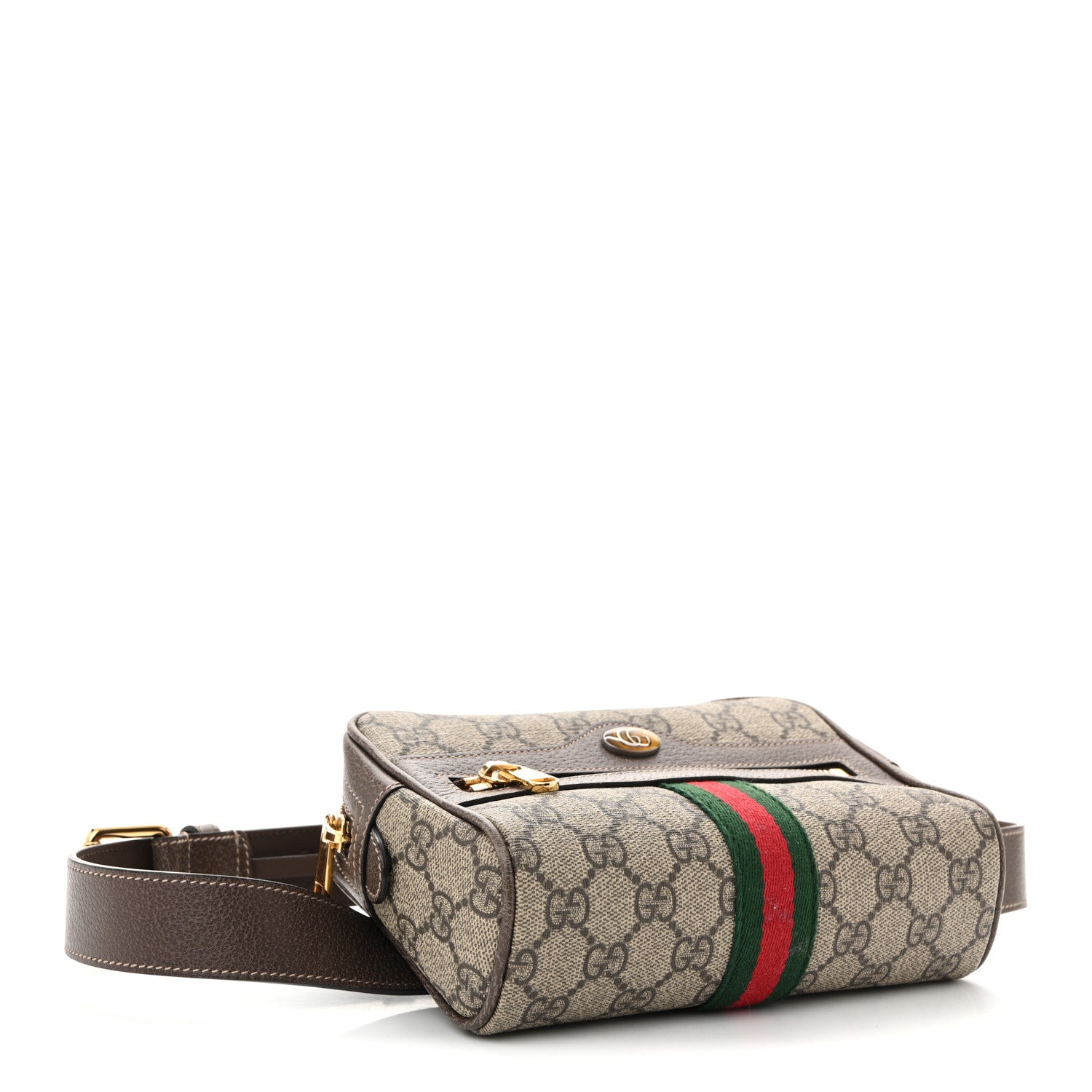 GG Supreme Monogram Web Small Ophidia Belt Bag 95 38 Dark Brown