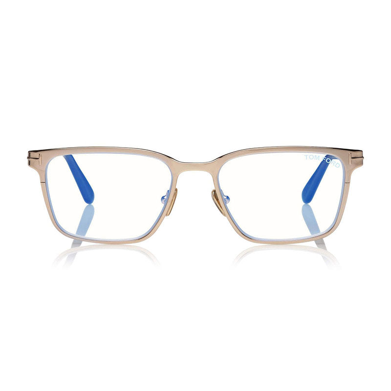 Tom Ford Eyeglasses Square Full Rim, Shiny Rose Gold Frame and Clear Blue Light Block Lens FT5733-B028