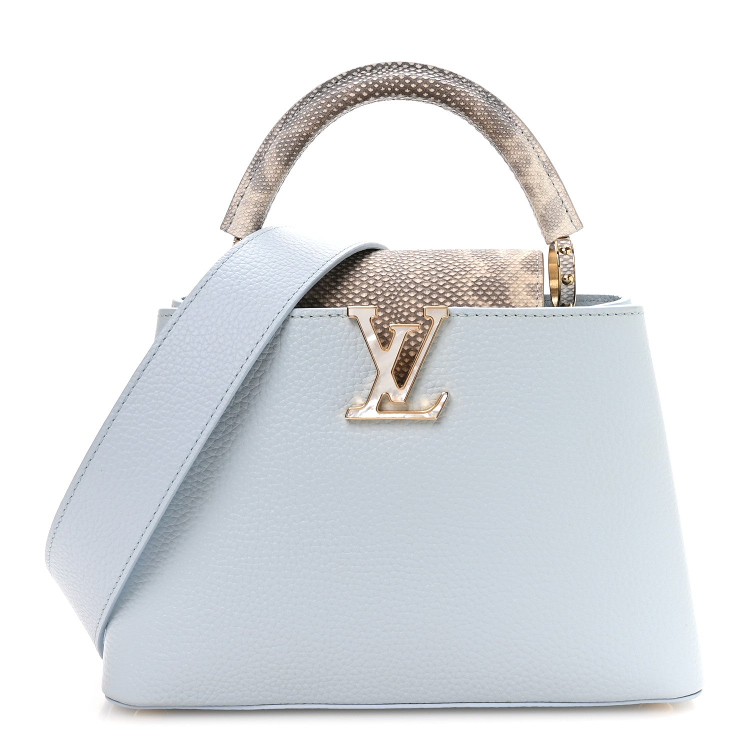 Taurillon Snakeskin Capucines BB Olympe Blue