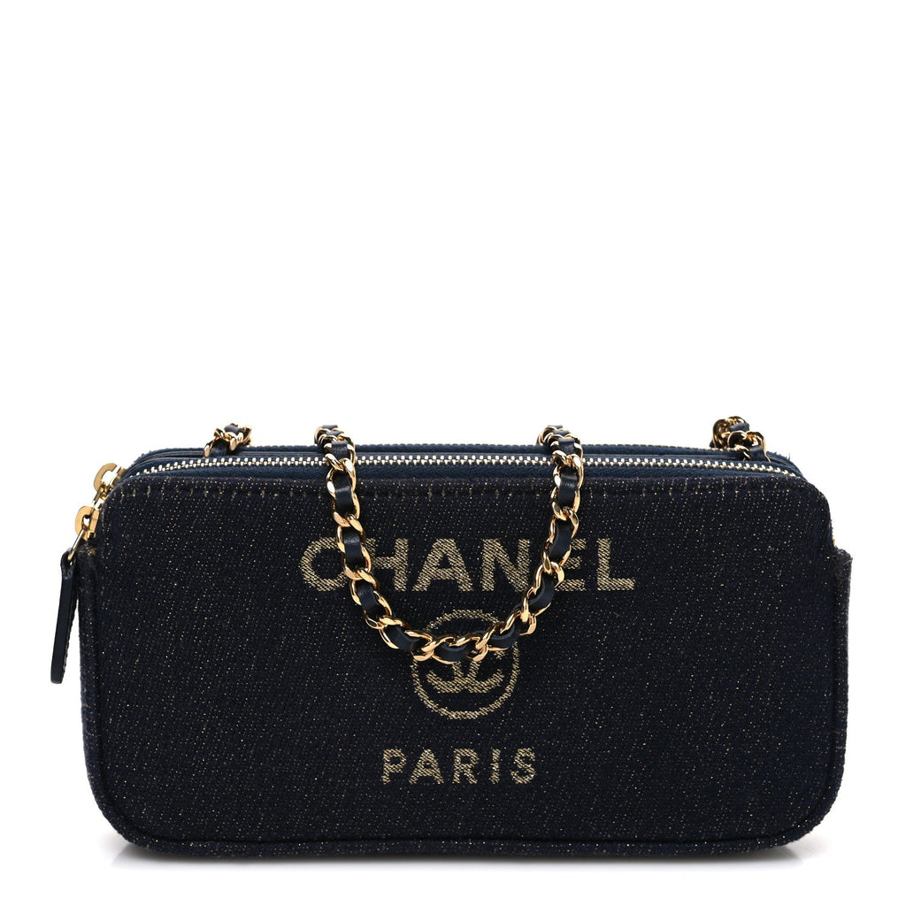 Canvas Small Deauville Clutch With Chain Navy