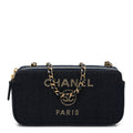 Canvas Small Deauville Clutch With Chain Navy