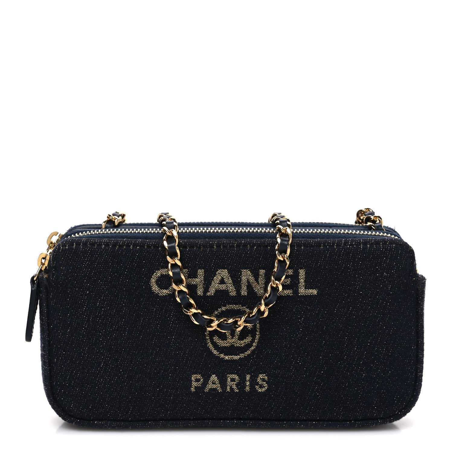 Canvas Small Deauville Clutch With Chain Navy