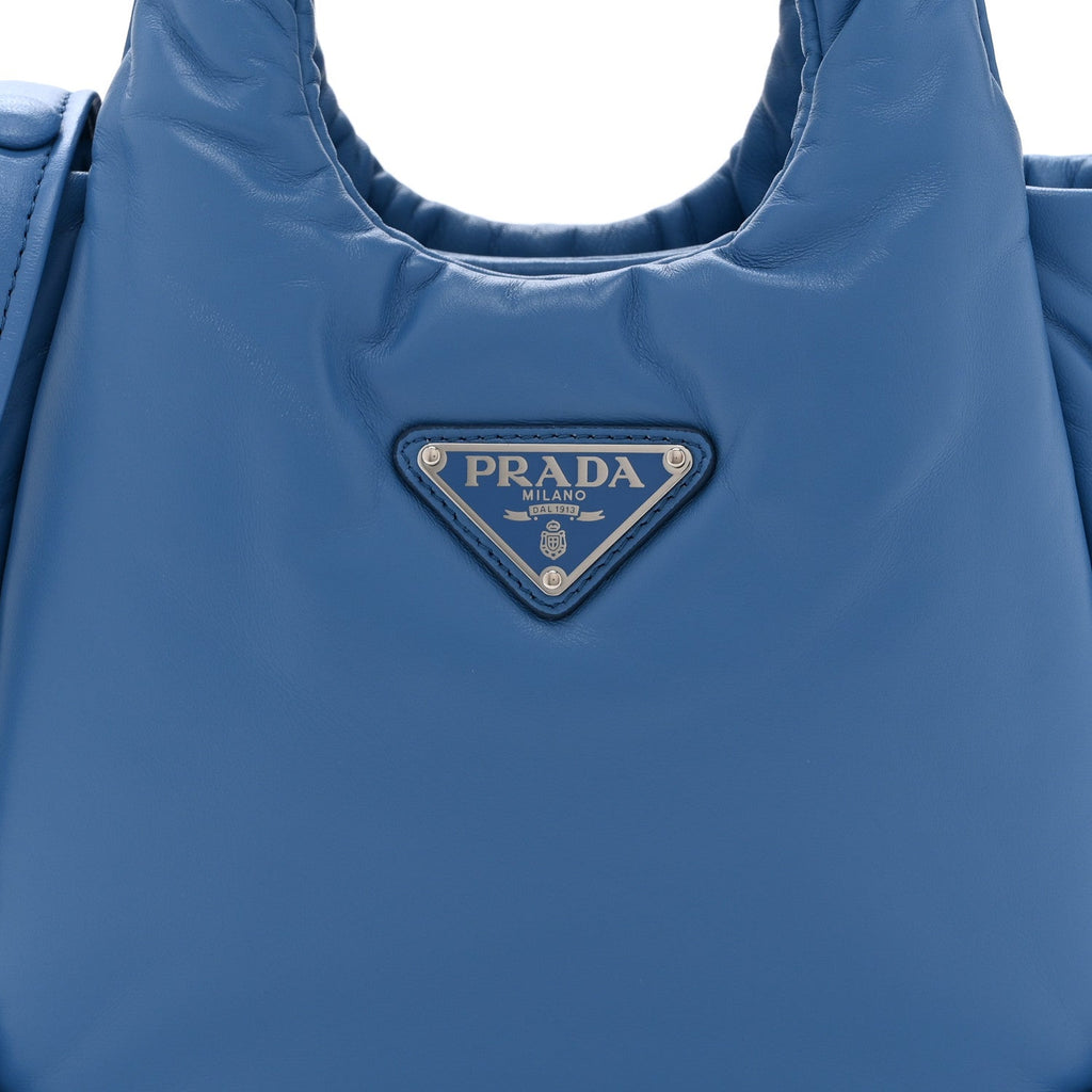 Nappa Soft Padded Small Double Handled Shoulder Bag Celeste