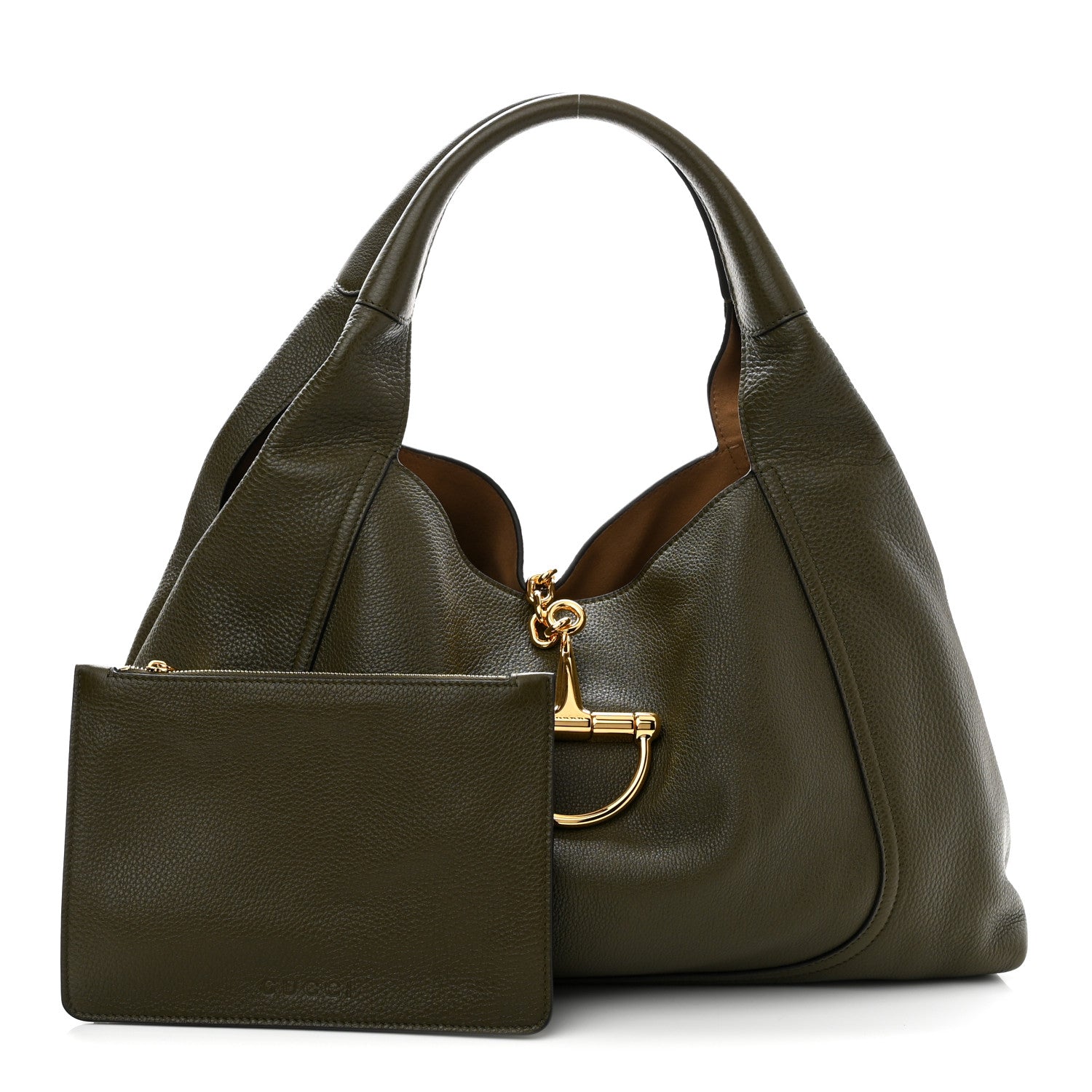 Grained Calfskin Softbit Maxi Shoulder Bag Forest Green