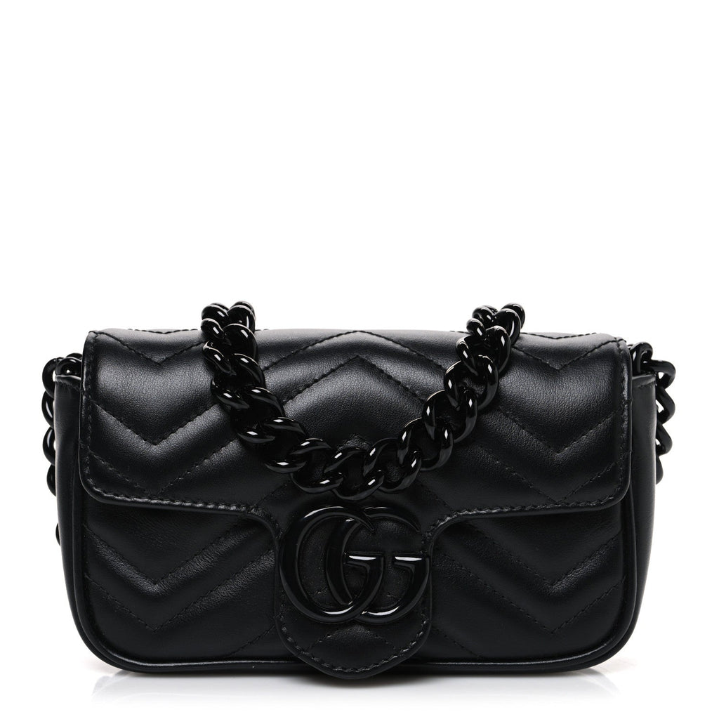 Calfskin Matelasse Monochrome GG Marmont Chain Belt Bag Black
