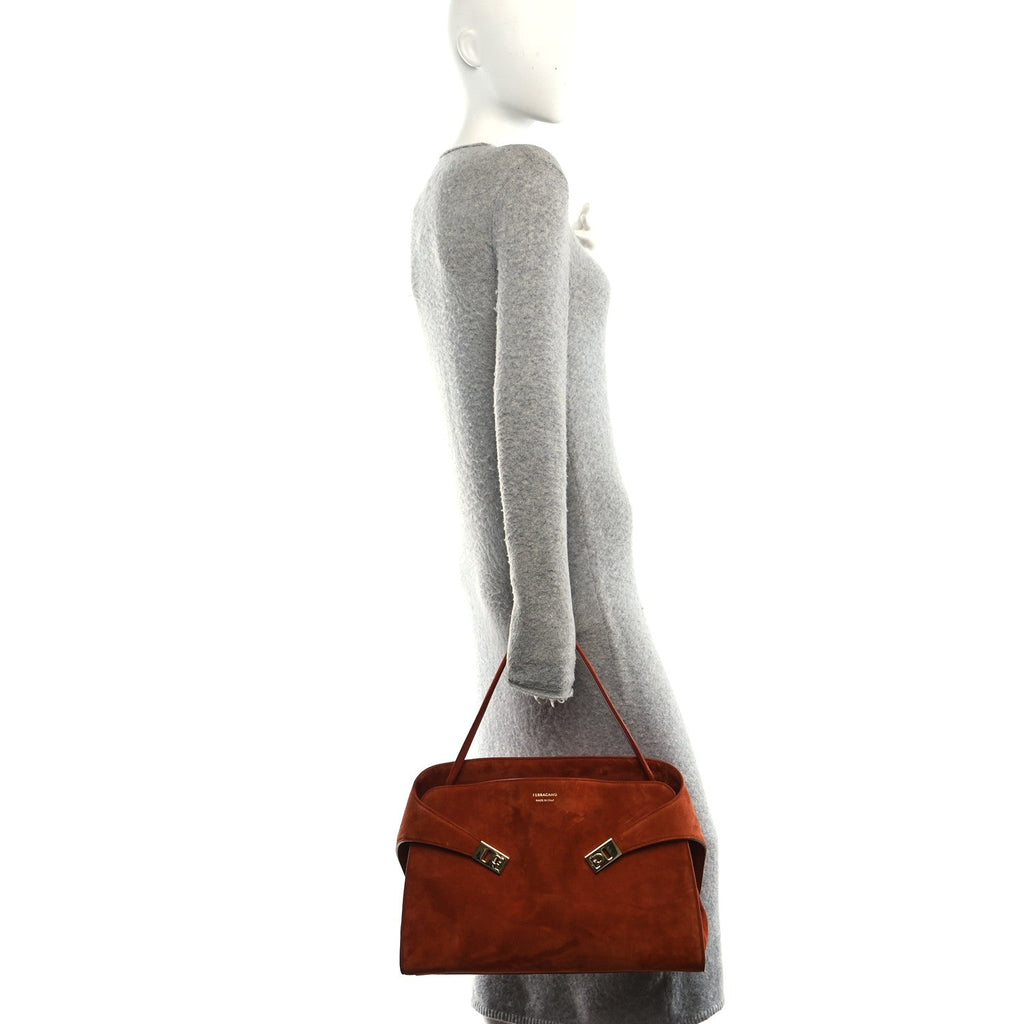 Suede Large Hug Soft Shoulder Bag Brick