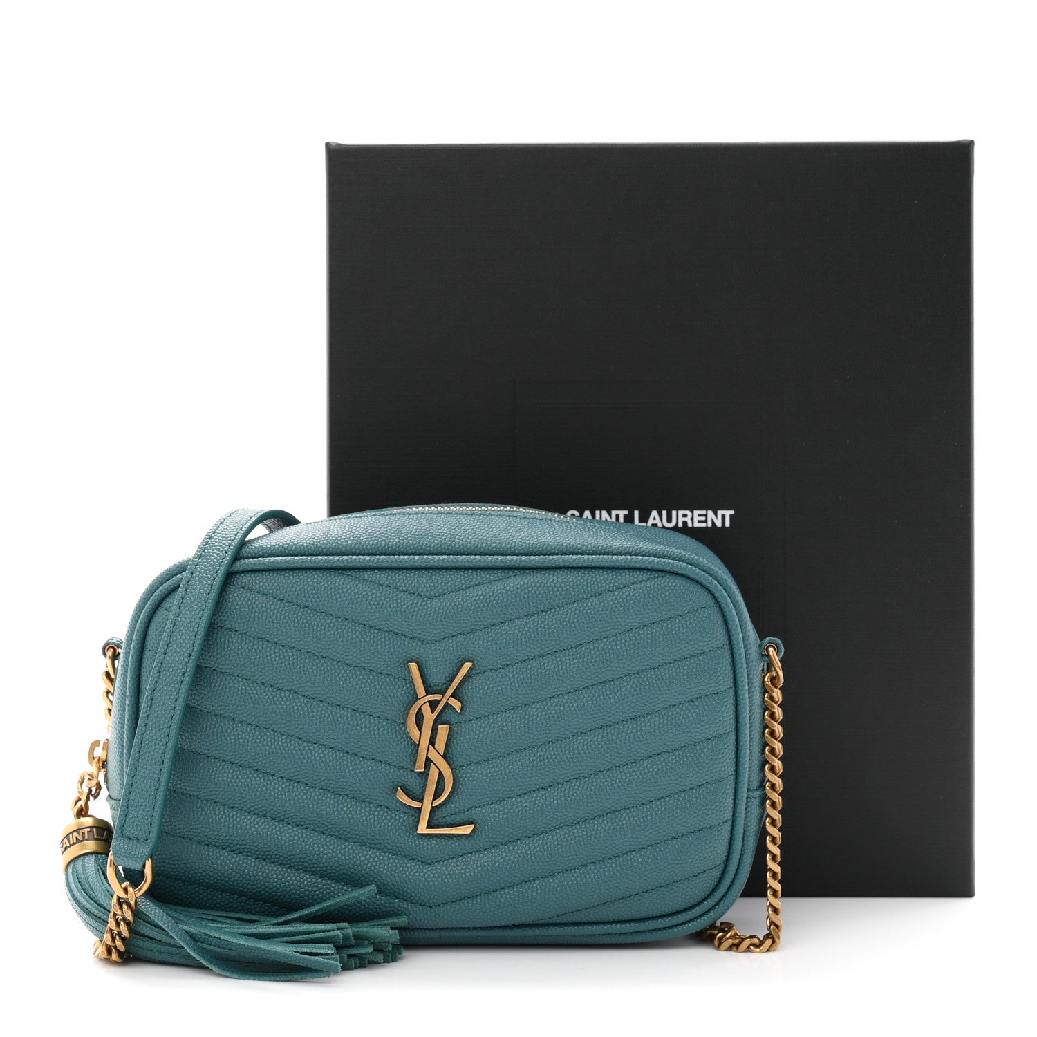 Grain De Poudre Matelasse Monogram Mini Lou Camera Bag Blue Vert