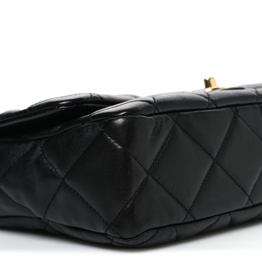 Lambskin Quilted Large CC Funky Town Flap Black