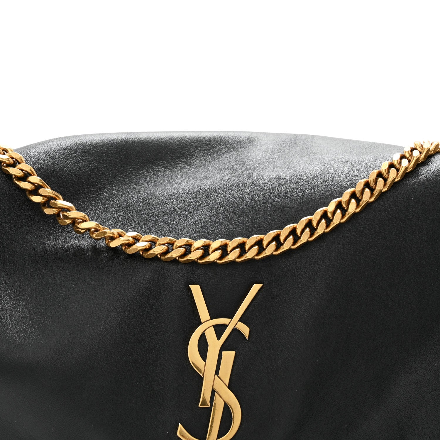 Smooth Calfskin Suede Medium Reversible Monogram Kate Satchel Black