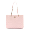 Caviar Quilted Large Classic Shopping Tote Light Pink