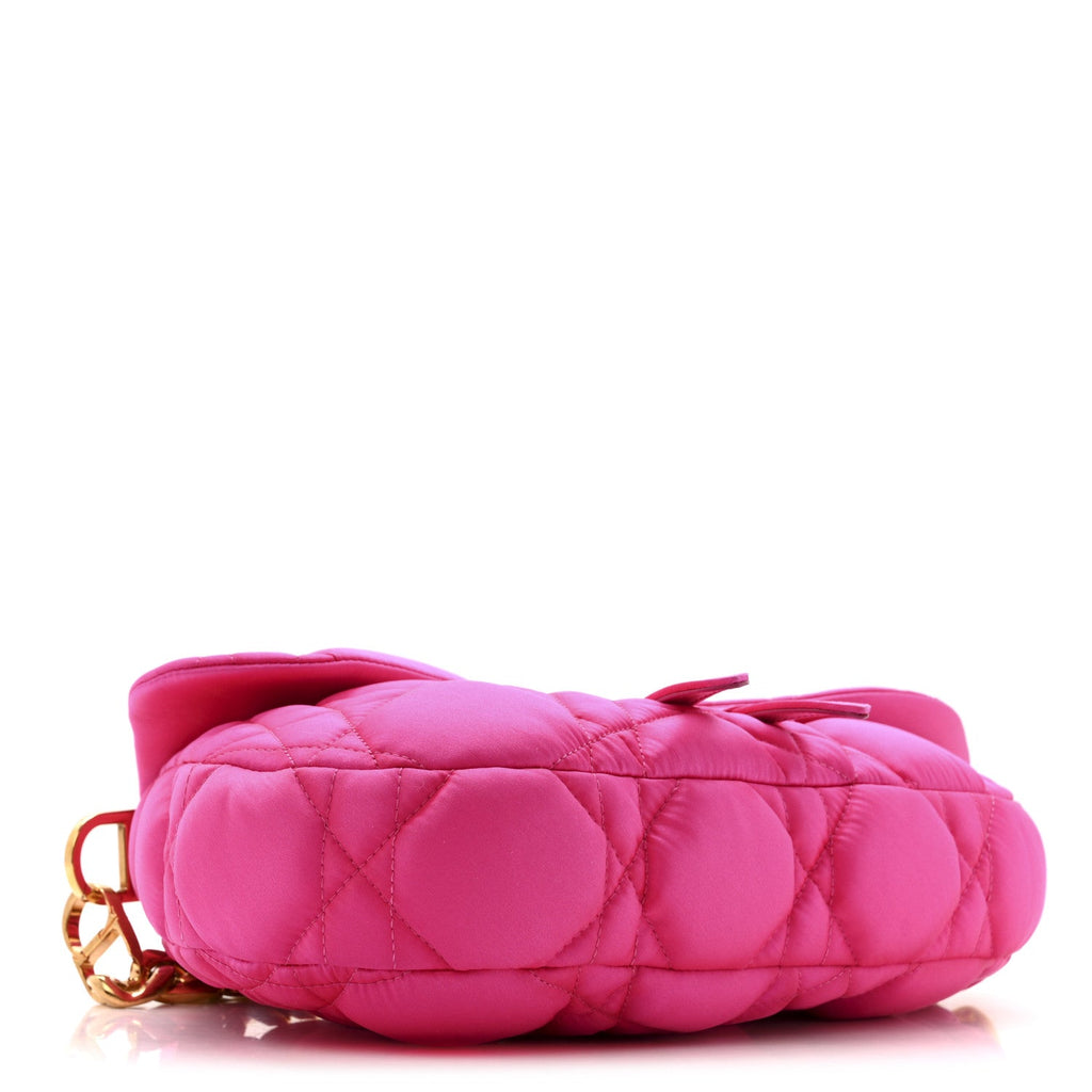 X ERL Satin Cannage Micro Venice Saddle Bag Fuchsia
