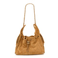 Suede Quilted Small Chanel 25 Handbag Beige