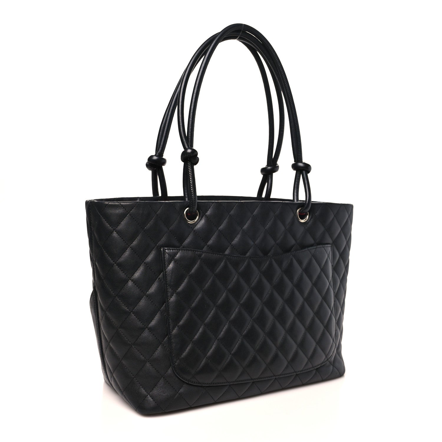 Calfskin Quilted Large Cambon Tote Black White