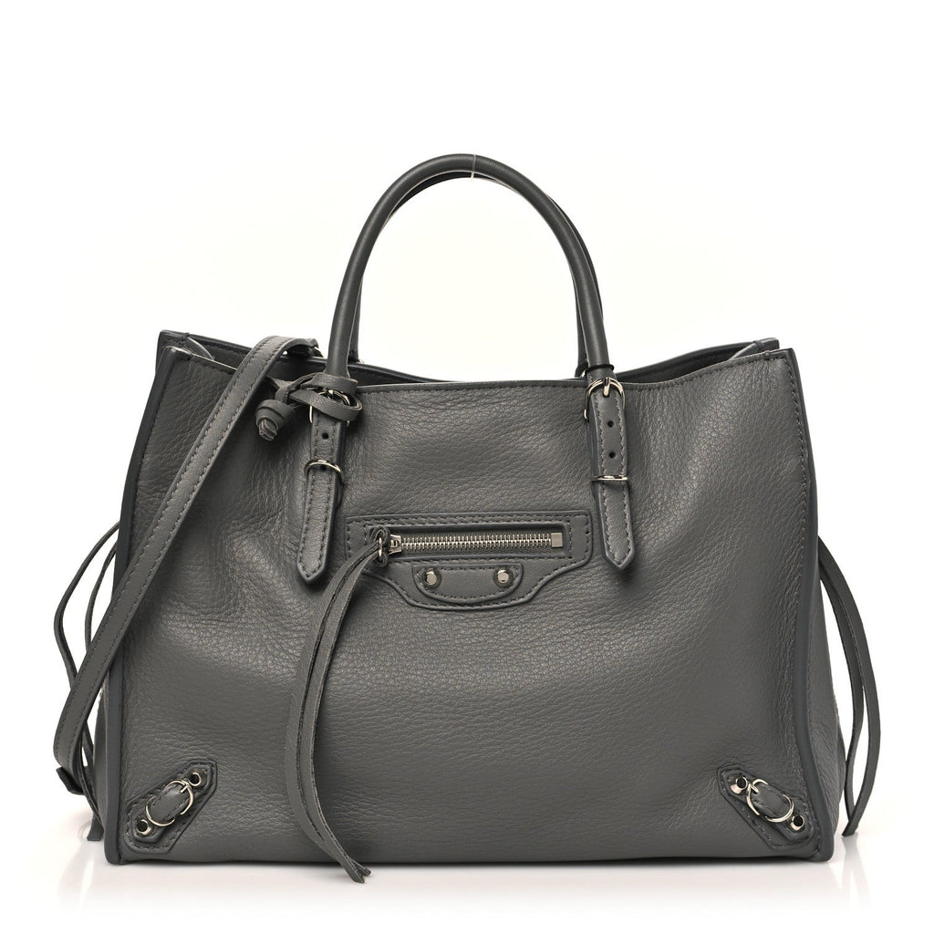 Veau Papier A6 Zip Around Tote Gris Fossile