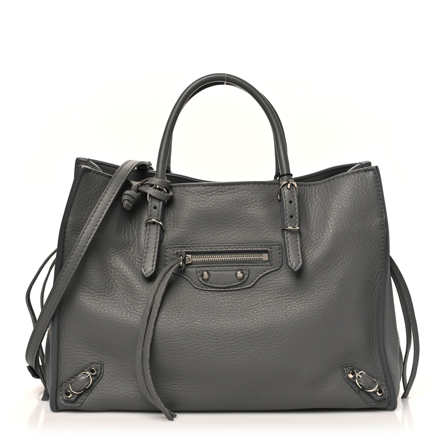 Veau Papier A6 Zip Around Tote Gris Fossile