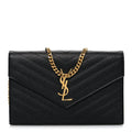Grain De Poudre Matelasse Chevron Monogram Chain Wallet Black