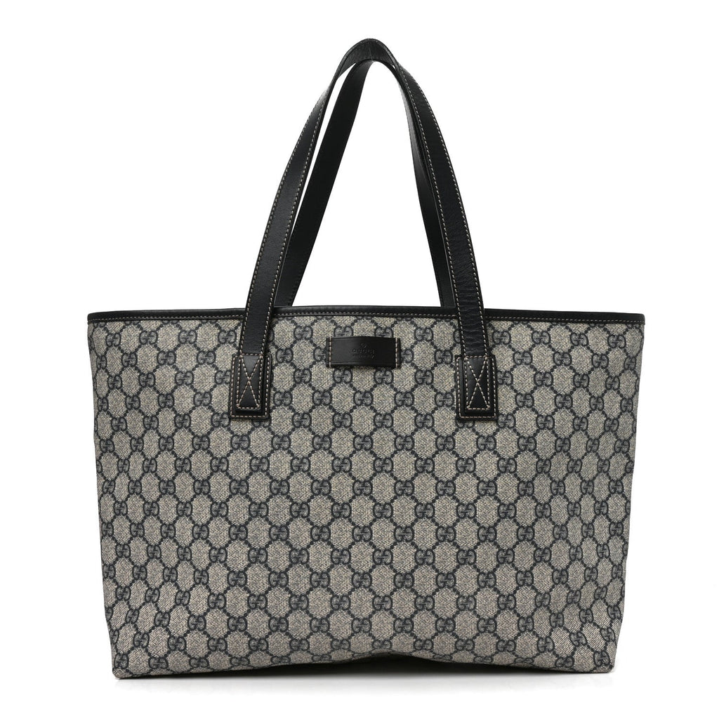 GG Supreme Monogram Medium Zippered Shopping Tote Navy