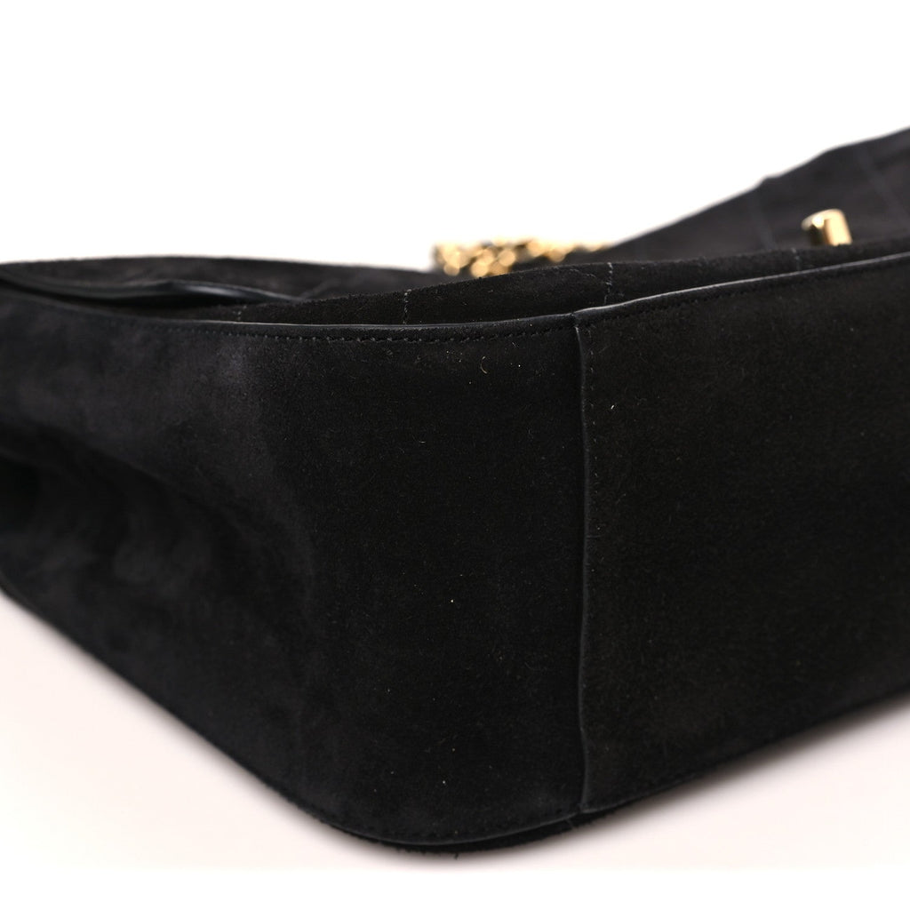 Suede Calfskin Small Souplissimo Maxi Flap Black