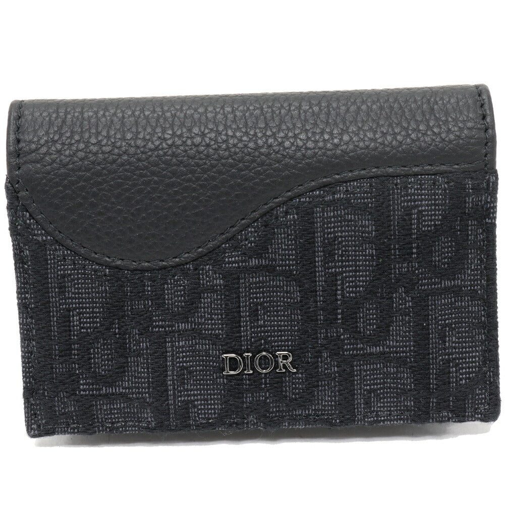 Dior Saddle Oblique Canvas Calf Business Card Holder