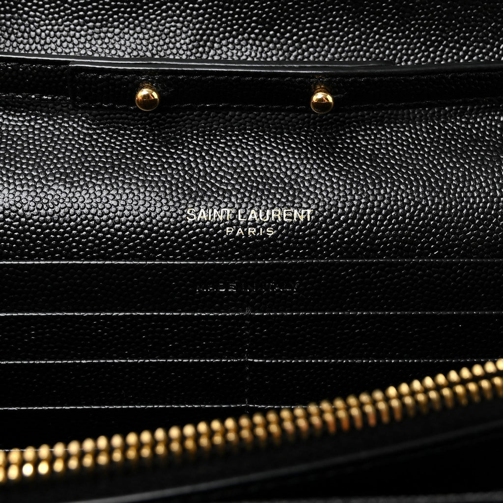 Grain De Poudre Matelasse Chevron Monogram Chain Wallet Black