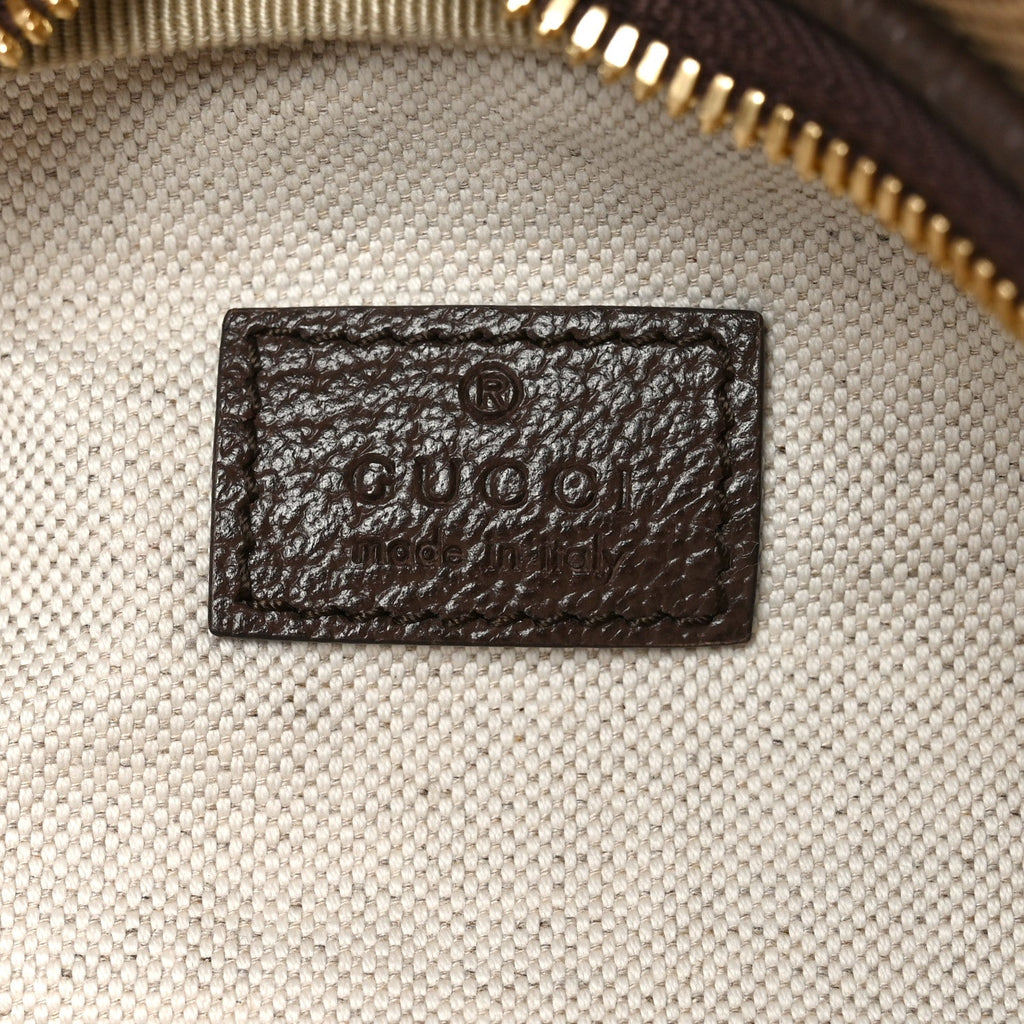 Monogram Jumbo GG Textured Dollar Calfskin Web Belt Bag Camel Ebony New Acero