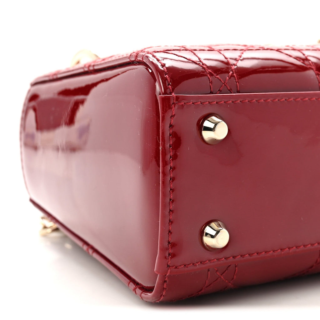 Patent Cannage Mini Lady Dior Red