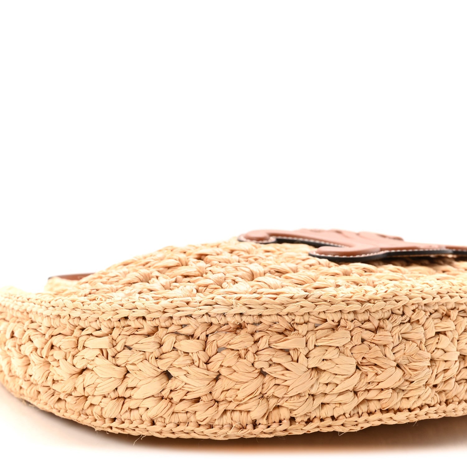 Raffia Calfskin Triomphe Panier Hobo Bag Natural Tan