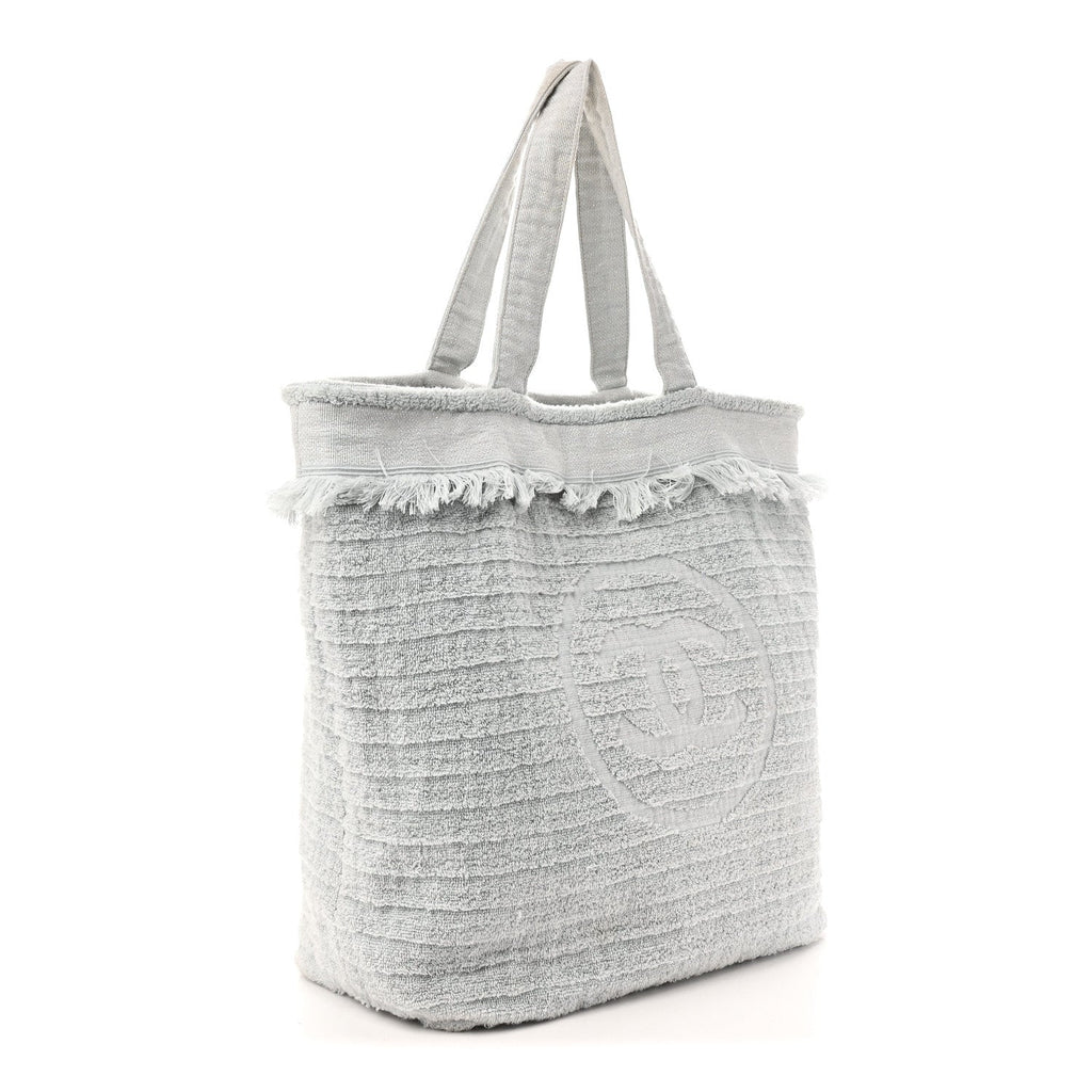 Terry Cotton CC Beach Tote Towel Set Light Grey