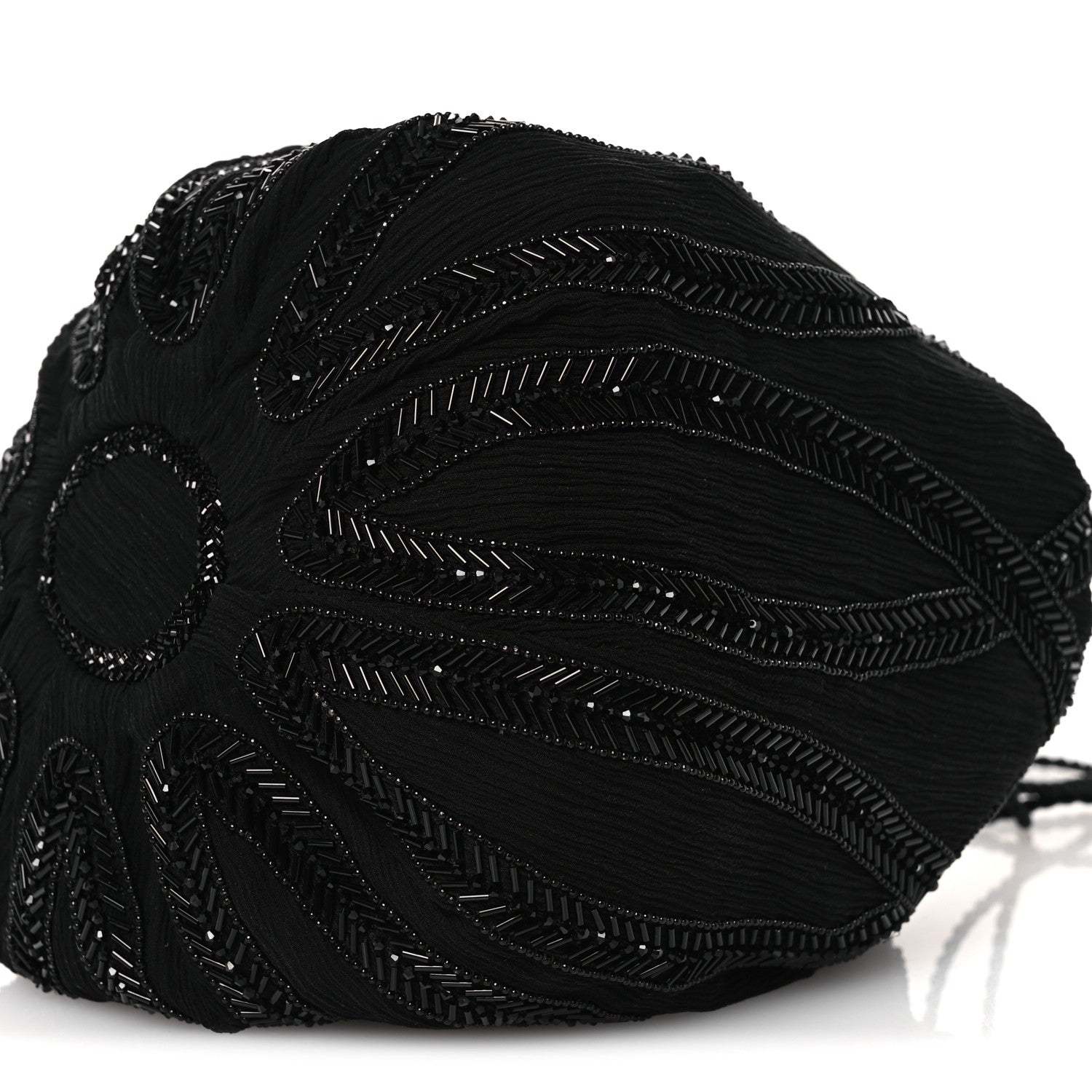 Chiffron Beaded Pochon Souple Bag Black