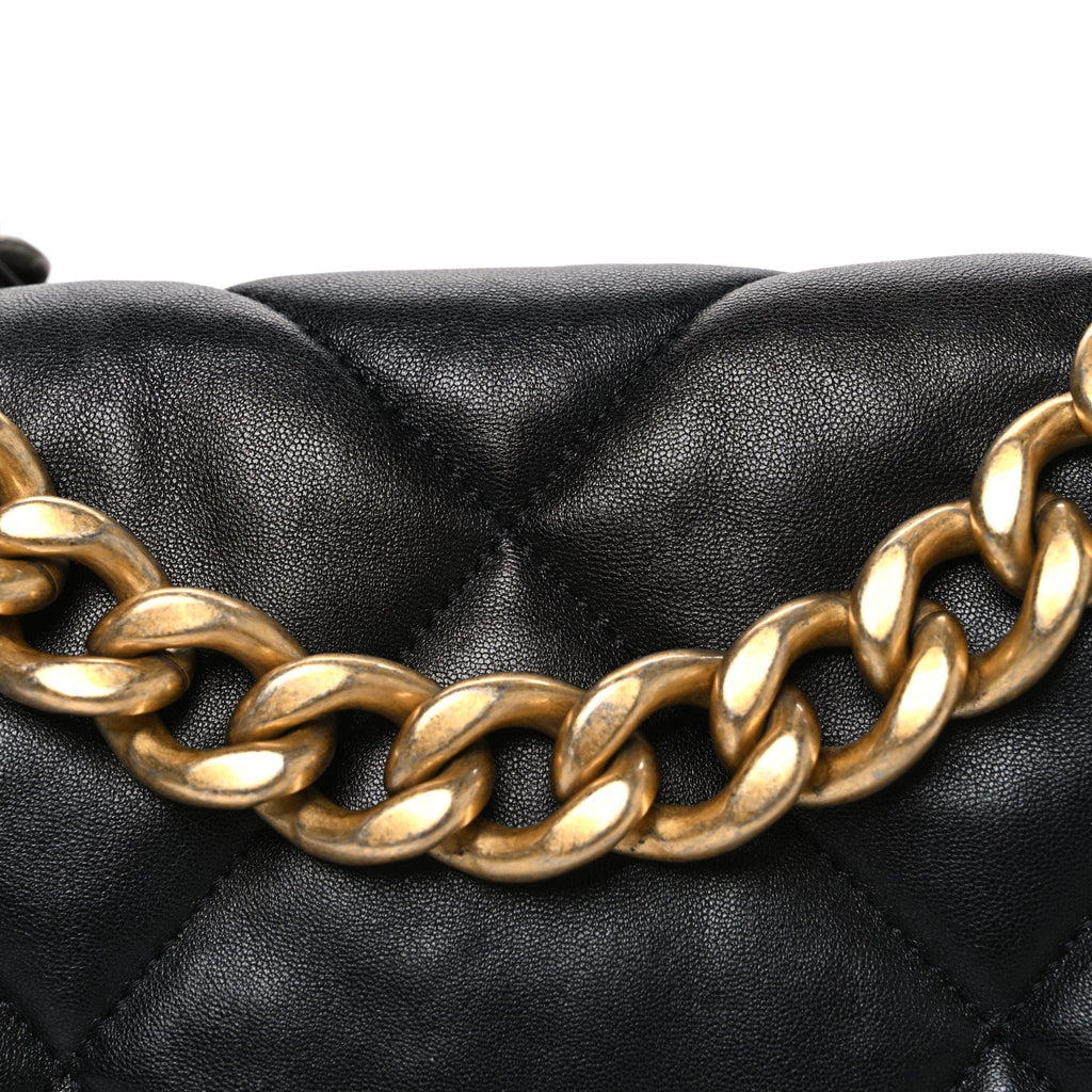 Lambskin Quilted Large Chanel 19 Flap Black